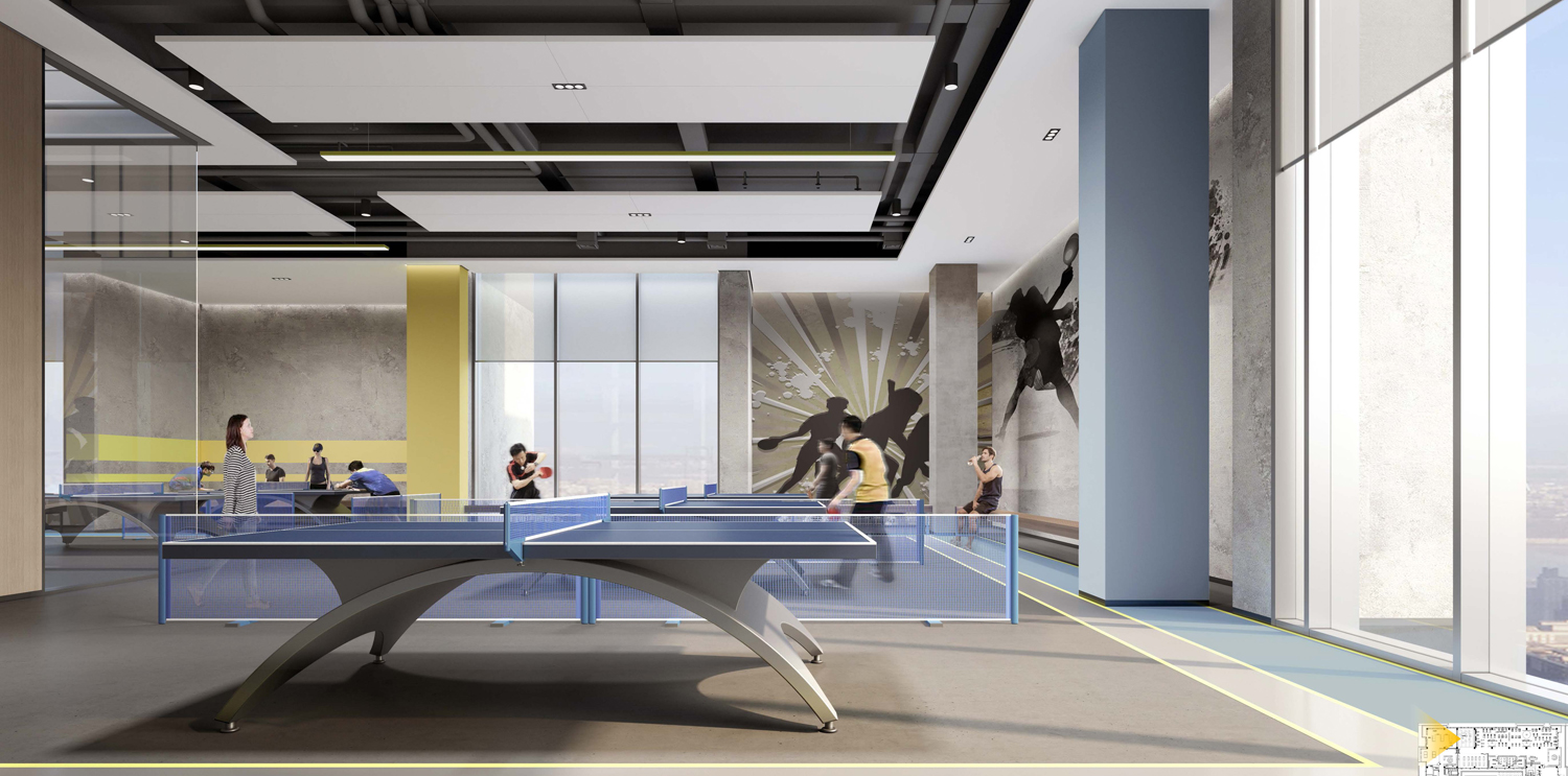 巢湖槐林漁具有限公司4000平方辦公樓內(nèi)部員工娛樂室裝修案例(圖2) 桌球.jpg